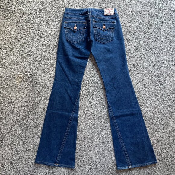 TRUE RELIGION JOEY TWISTED LEG LOW RISE BELL BOTTOm JEANS - MADE IN USA -27 TALL - Picture 4 of 16